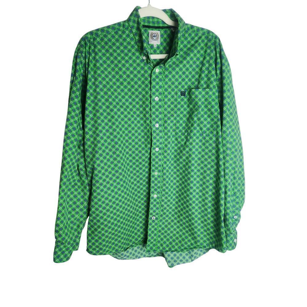 Cinch Mens Button Down Sz M Geometric Design Cotton Cowboy Western Ranch Rodeo